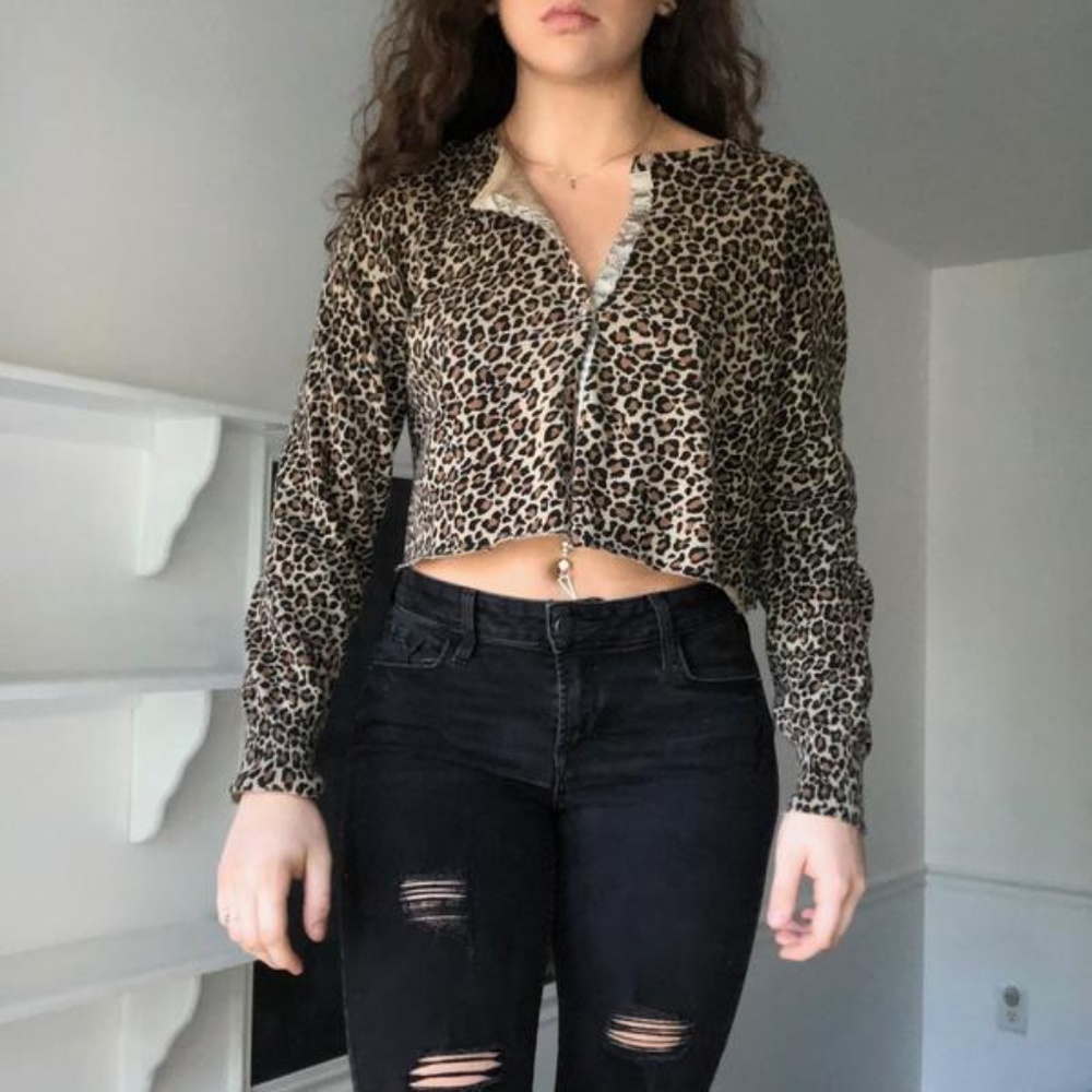 cheetah crop cardigan {L}